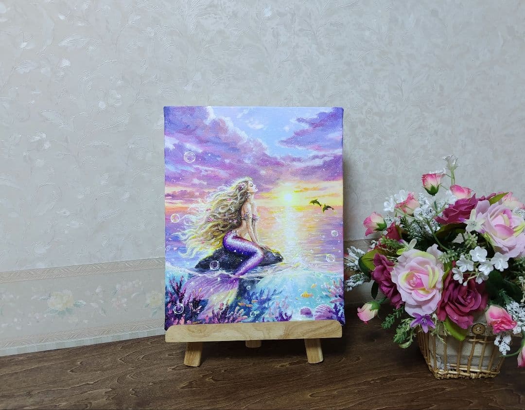 【陽を浴びて】アクリル画 F3 風景画 絵画