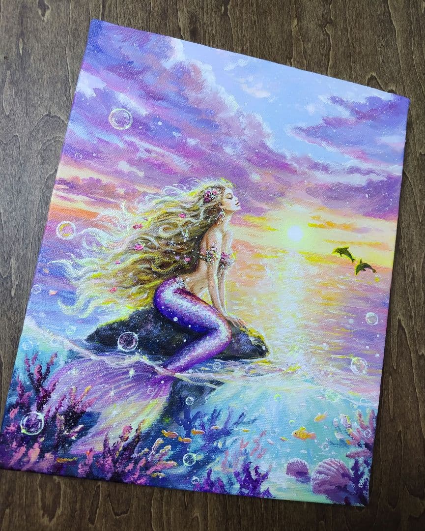 【陽を浴びて】アクリル画 F3 風景画 絵画