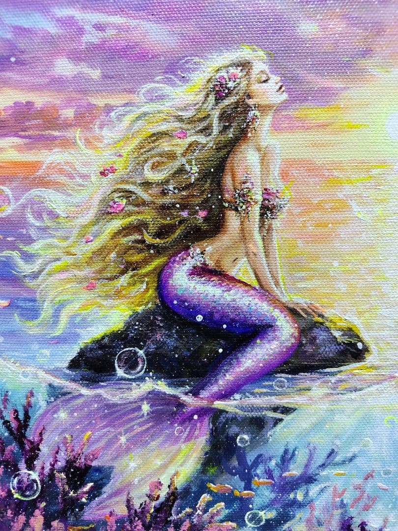 【陽を浴びて】アクリル画 F3 風景画 絵画