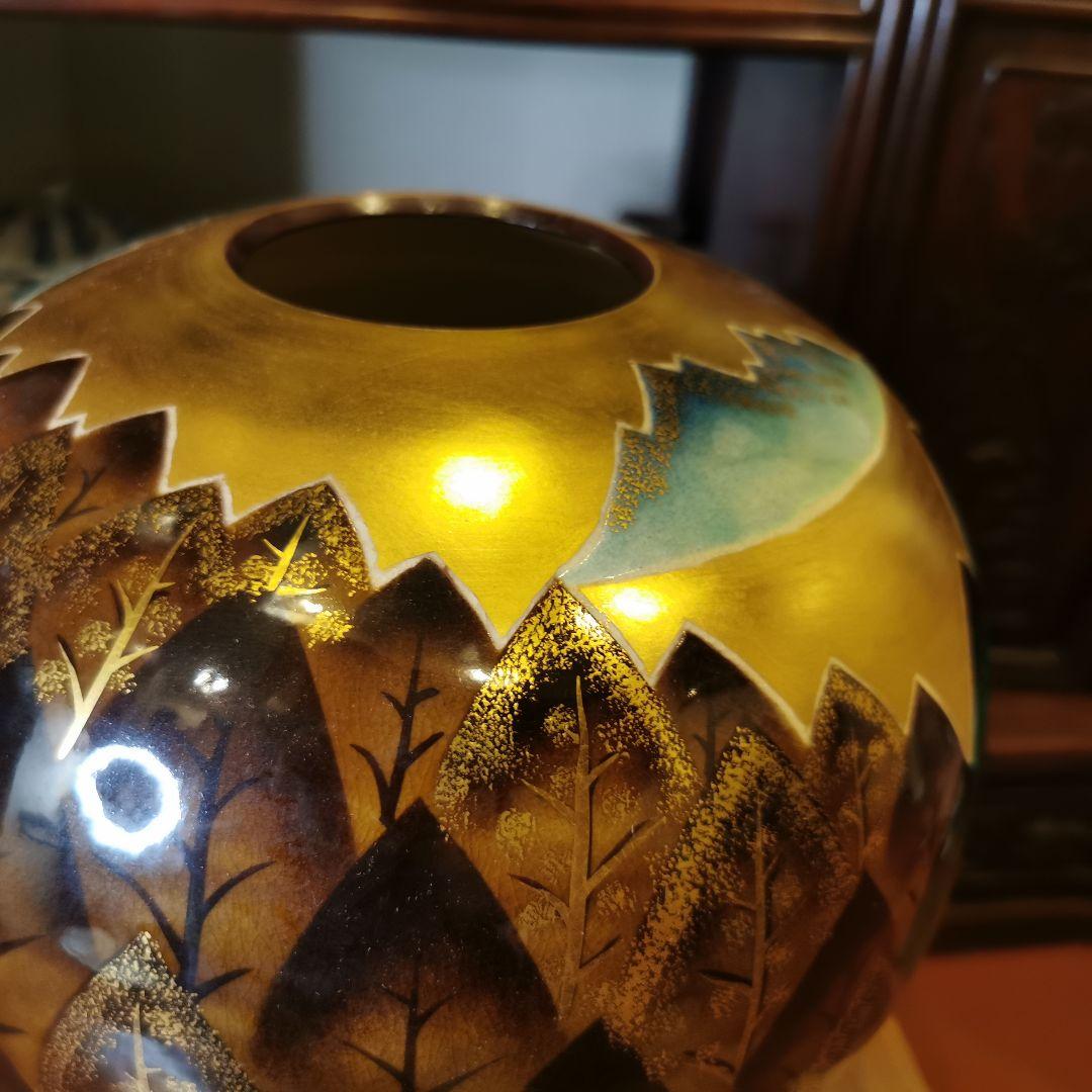 九谷焼9号花瓶 静山【山上竹凰】（木箱入）