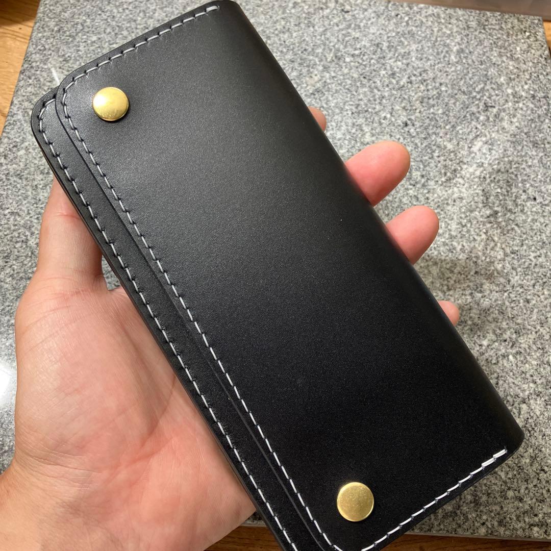 本革トラッカーウォレット 黒×赤