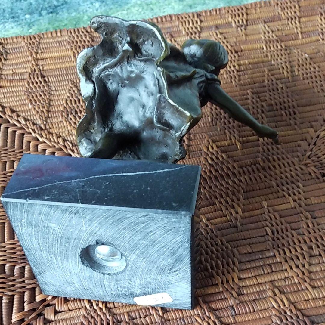 少女 ブロンズ像 大理石台座付き