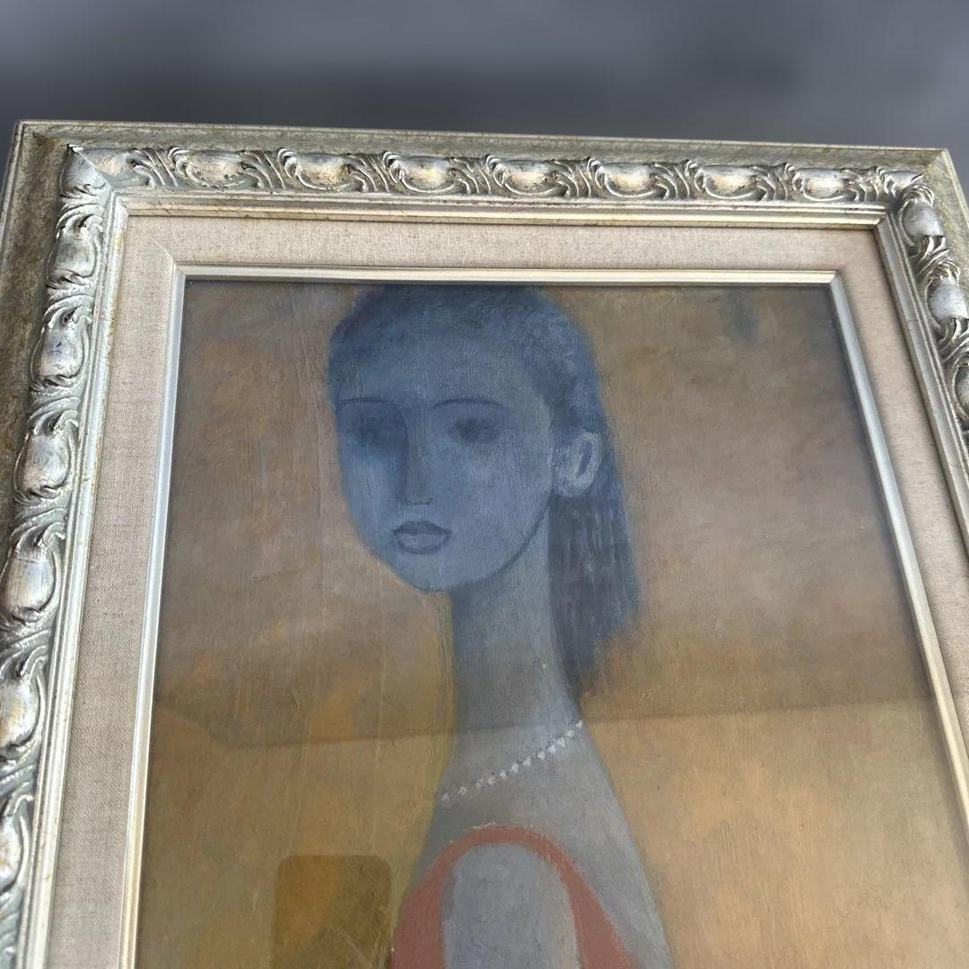 とても雰囲気がある素敵な女性の肖像 油彩画 サイン入り