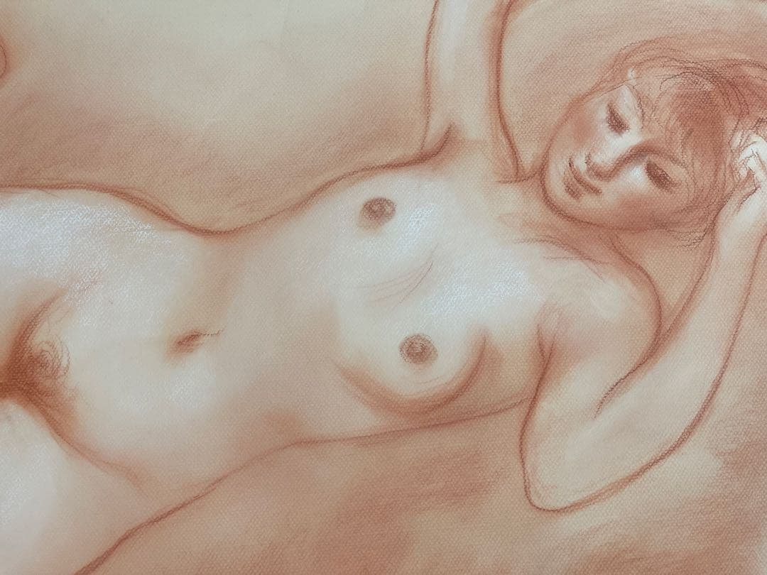 【真作】古沢岩美　パステル20号大 大作 晩年作・魅惑の裸婦