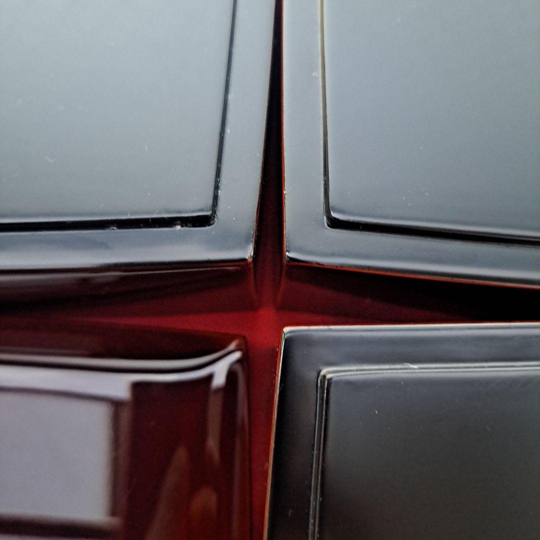 【輪島塗　6.5寸\"3段重箱&重台】布着本堅地　溜塗　沈金網代　胴張り　長期保管