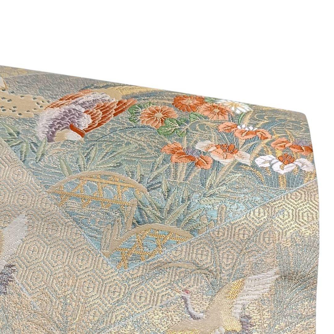 1310 華 袋帯 鶴 吉祥 花 亀甲 お祝い 金