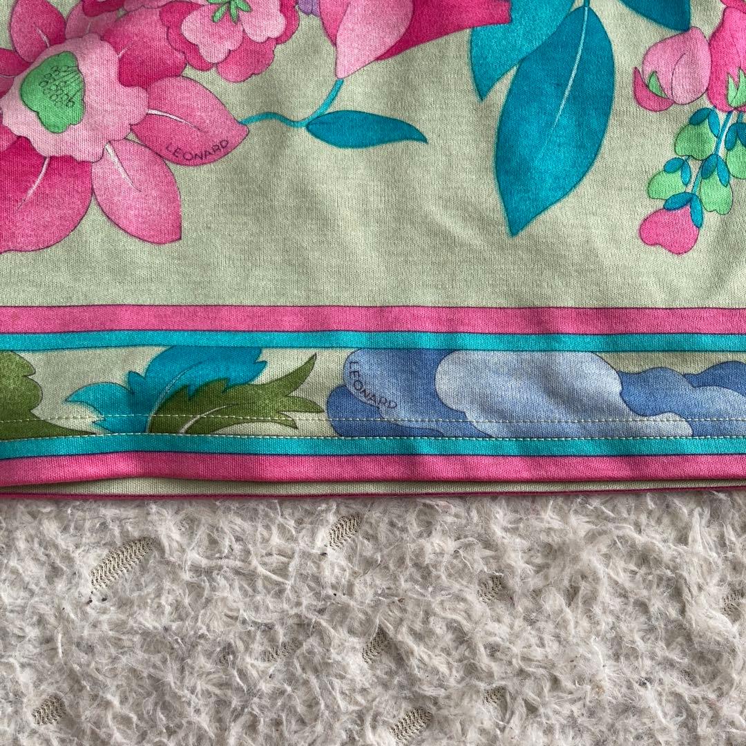 LEONARD 花柄スカート ライトグリーン W66 マルチカラー 華やか