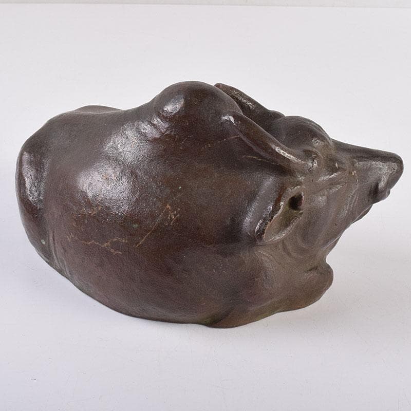 古銅 ブロンズ 牛 置物 在銘 C R8960 牛 置物 銅像 30cm ブロンズ像