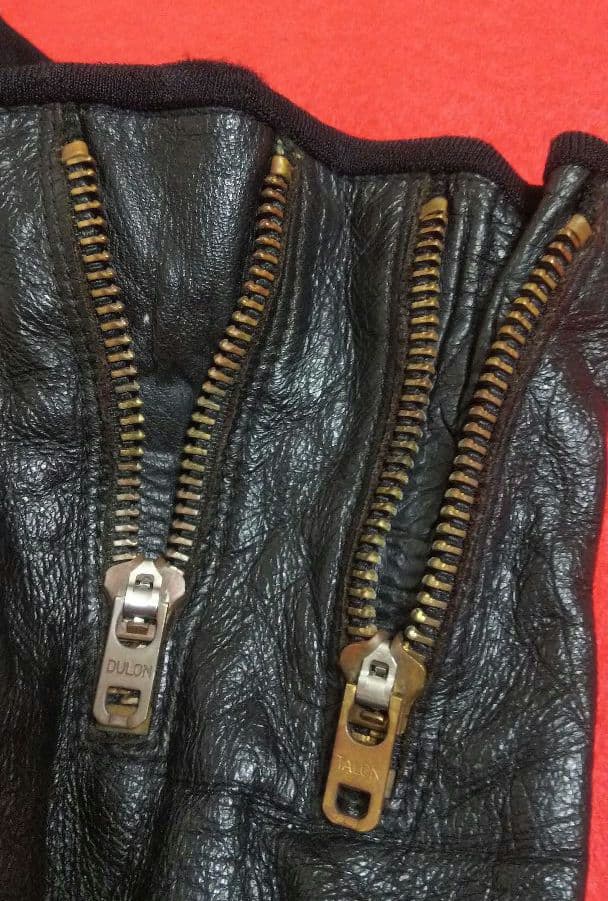 ◇89 レア 当時物 90s ヴィンテージ ダブル ジップ レザー グローブ 黒