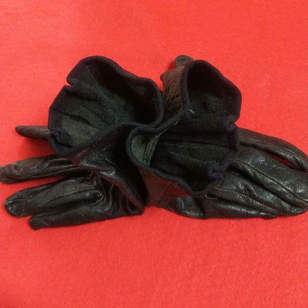 ◇89 レア 当時物 90s ヴィンテージ ダブル ジップ レザー グローブ 黒