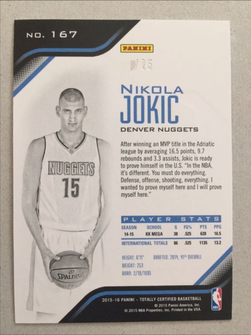 その他 15 Totally Certified Nikola Jokic RC /25