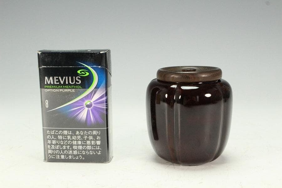 茶道具 時代 漆 阿古駄 茶器 φ7cm(K-YC385)