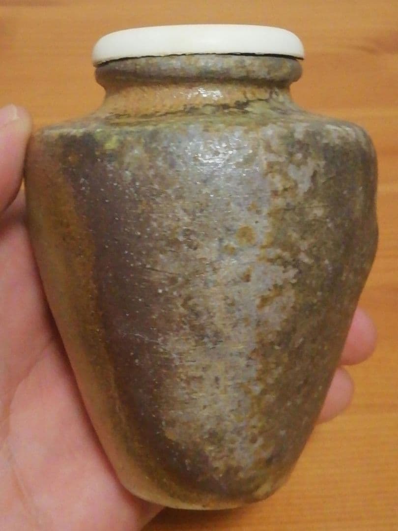 進作 土佐焼 焼〆 茶入 共箱 仕服付 茶道具