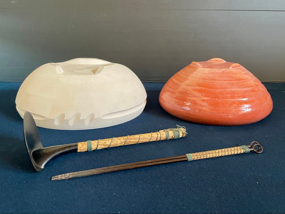 母」巴半田 灰焙烙 炮烙 一双 底取 灰道具 4点セット 楽助 （