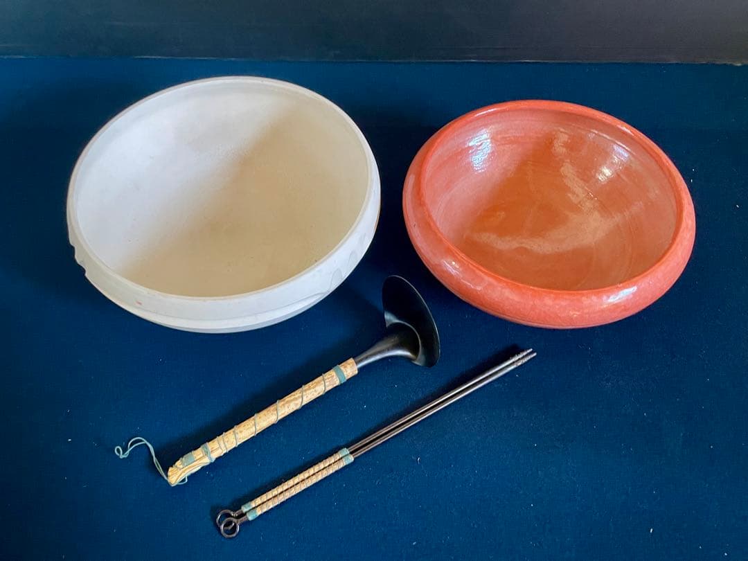 母」巴半田 灰焙烙 炮烙 一双 底取 灰道具 4点セット 楽助 （