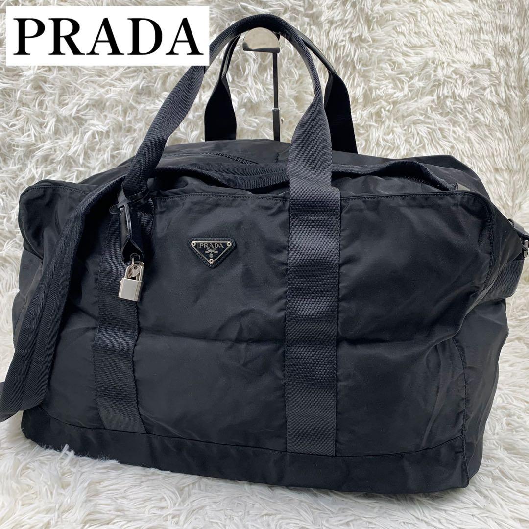 ✨極美品✨】プラダ ボストンバッグ 2way 三角ロゴ ナイロン ブラック