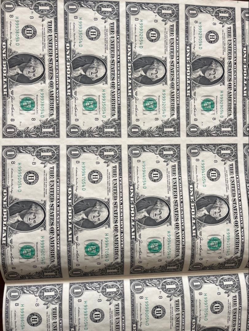 米国1ドル紙幣未裁断シート コレクター コレクション グッズ アメリカ