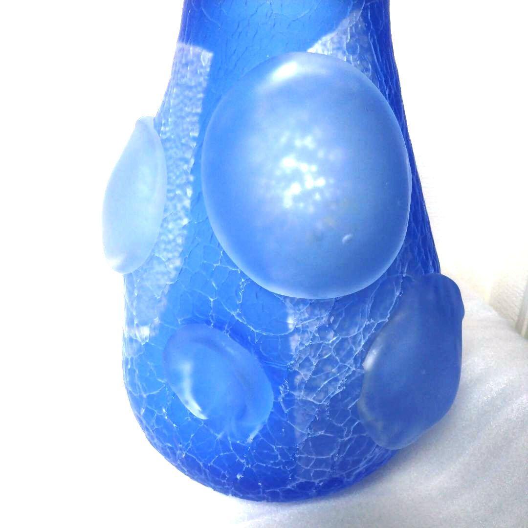 岩田ガラス優しい青銀箔工房作家1点もの花器アート