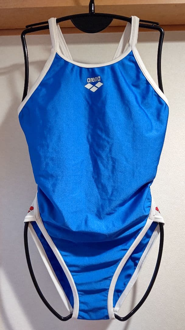 アリーナ arena 競泳水着 サイズL 白パイ ブルー FSA-3632W