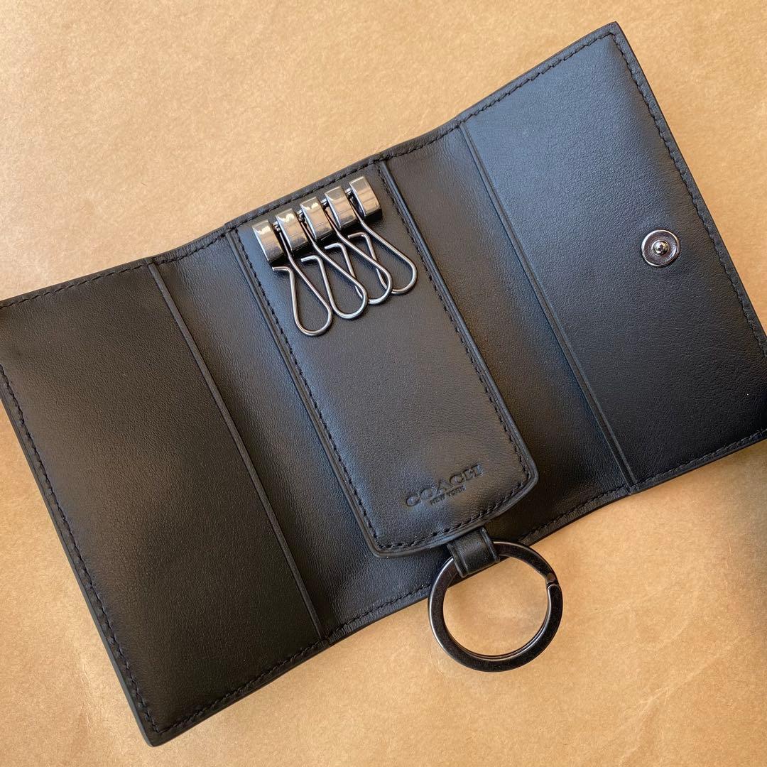 付属品付き）コーチ キーホルダー キーケース キーリング ブラック