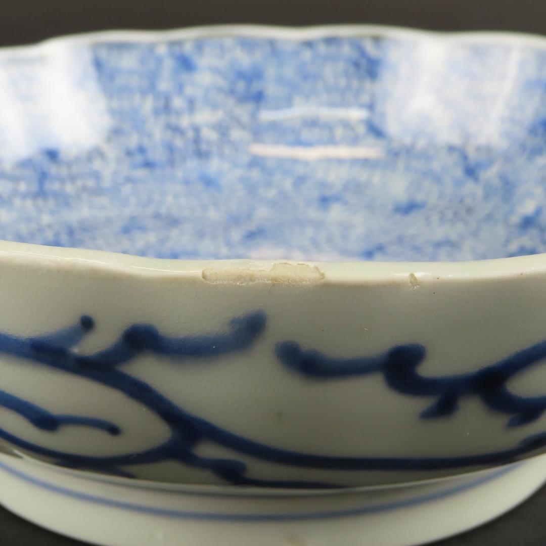 ⭕292 古伊万里 染付 膾皿なます皿5客 みじん微塵唐草文様 江戸期