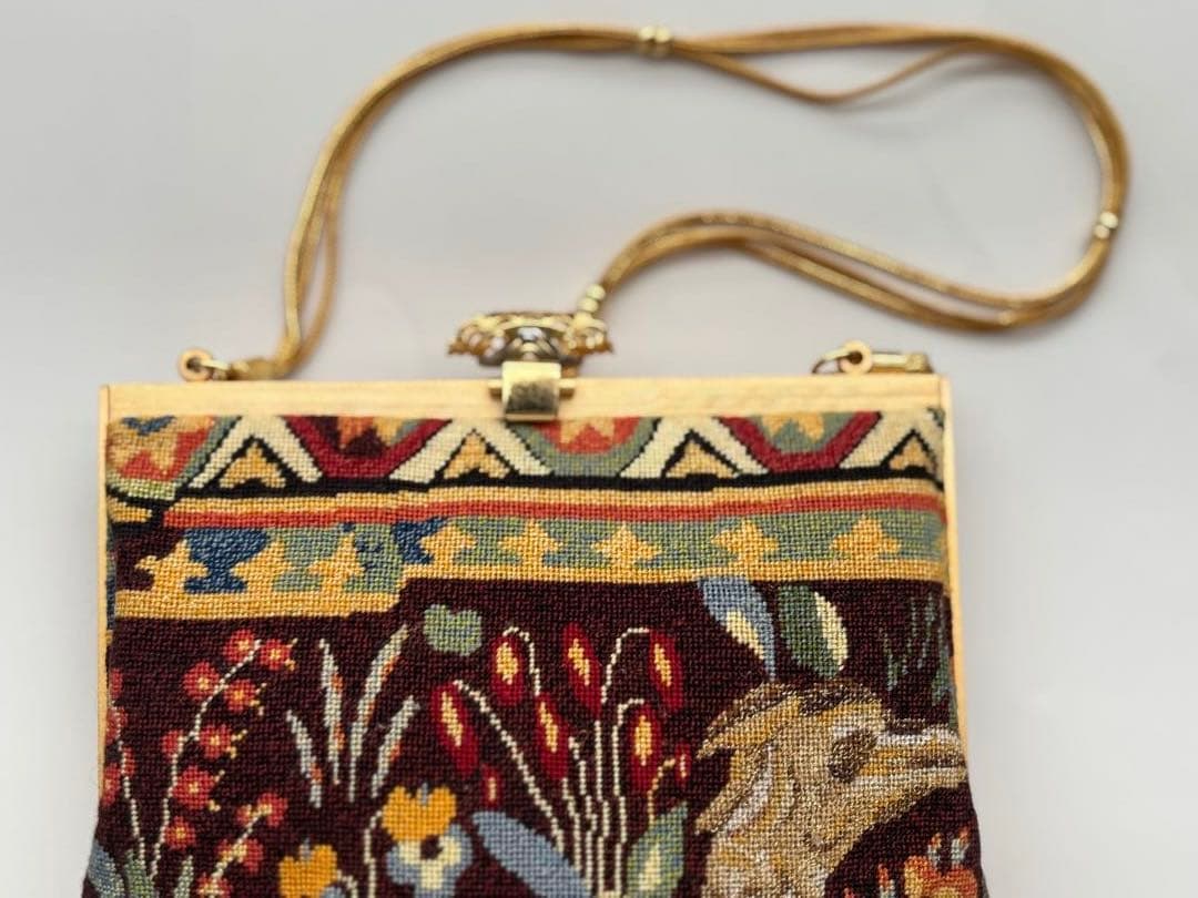 久家道子・プチポアンのタペストリー刺繍パーティーバッグ