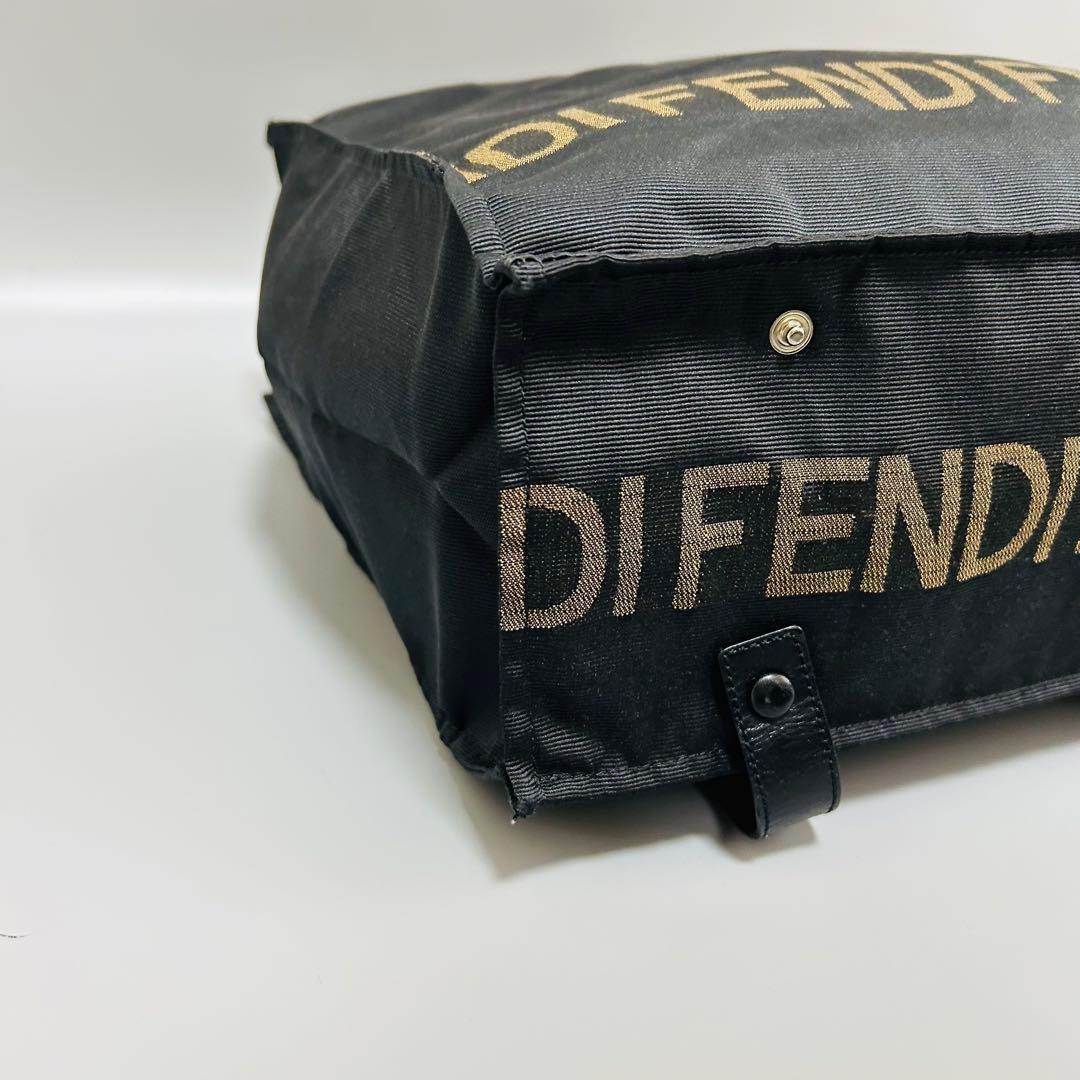 FENDI フェンディ 折り畳み ハンドバッグ ナイロン キャンバス ブラック