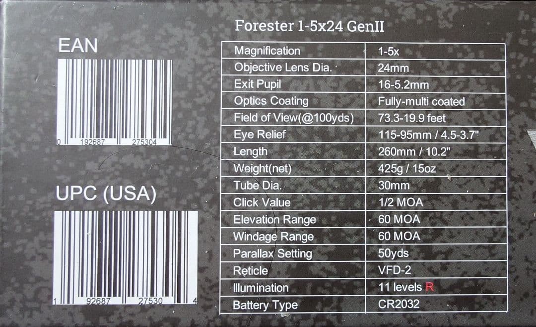 【訳あり】VECTOR OPTICS 1-5☓24倍スコープ GEN Ⅱ