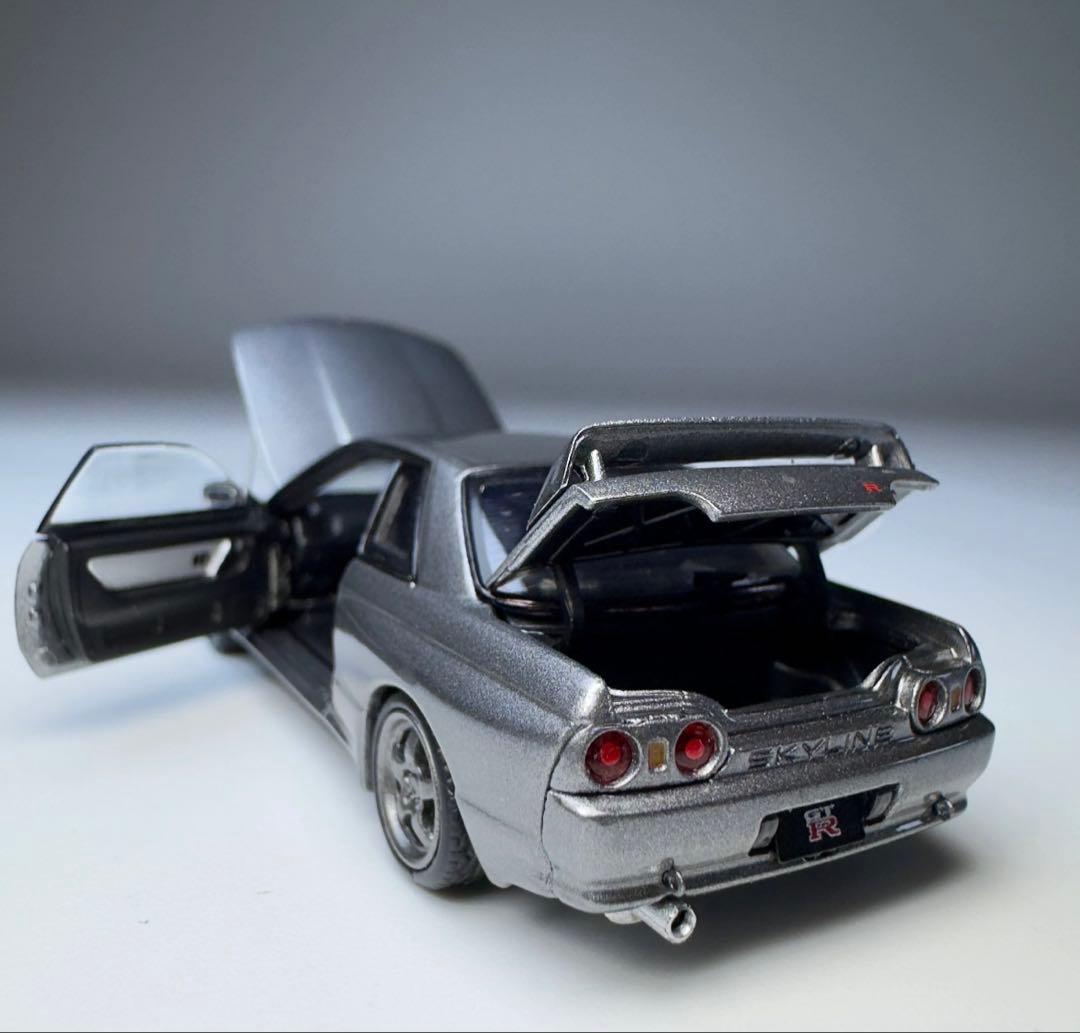 FH 1/64 日産 GT-R R32 グレー フル開閉 ダイキャストミニカー