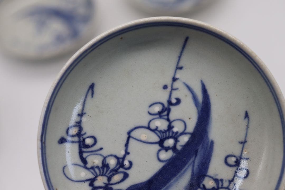 中国　新渡　梅紋小皿5点　送料込み250520