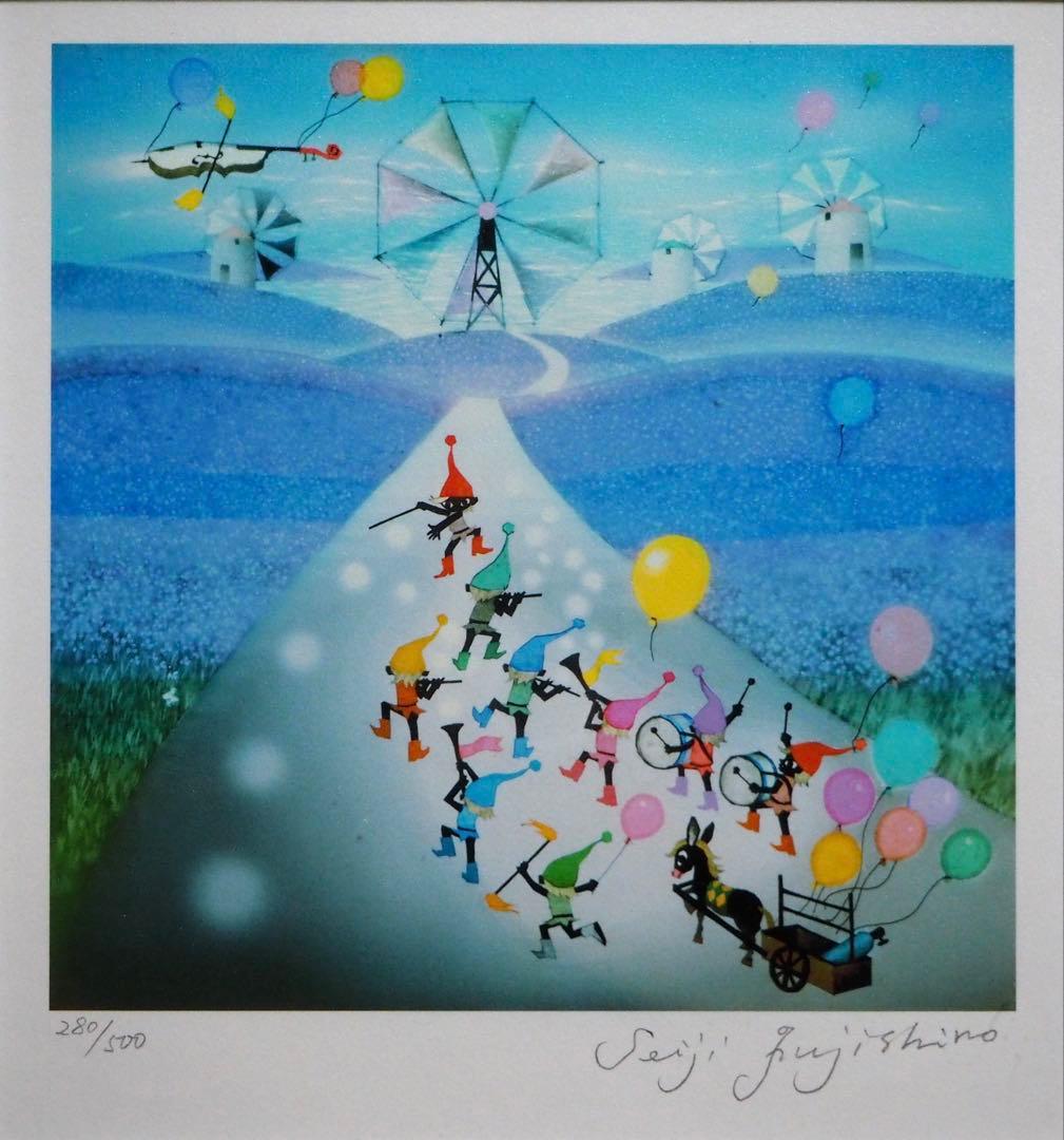 真作□藤城清治 版画 ラベンダー畑の夢 直筆サイン□レフグラフ 絵画