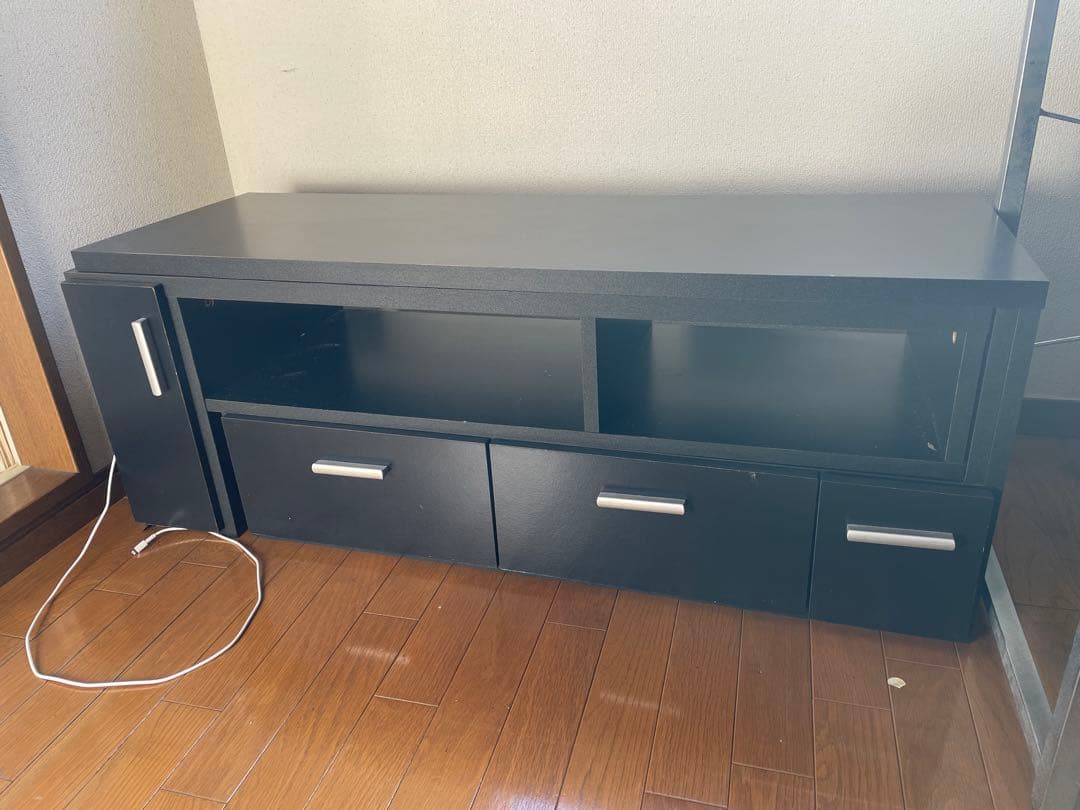 ACTUS モダン黒テレビ台 引き出し付き ACTUS モダン黒テレビ台