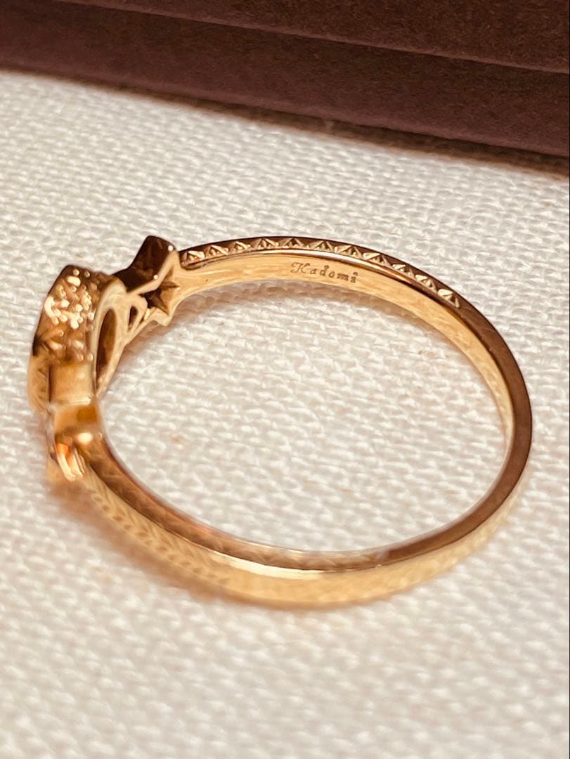 kadomi イタリアンシェルカメオリング K18ゴールド 星ダイヤモンド 指輪