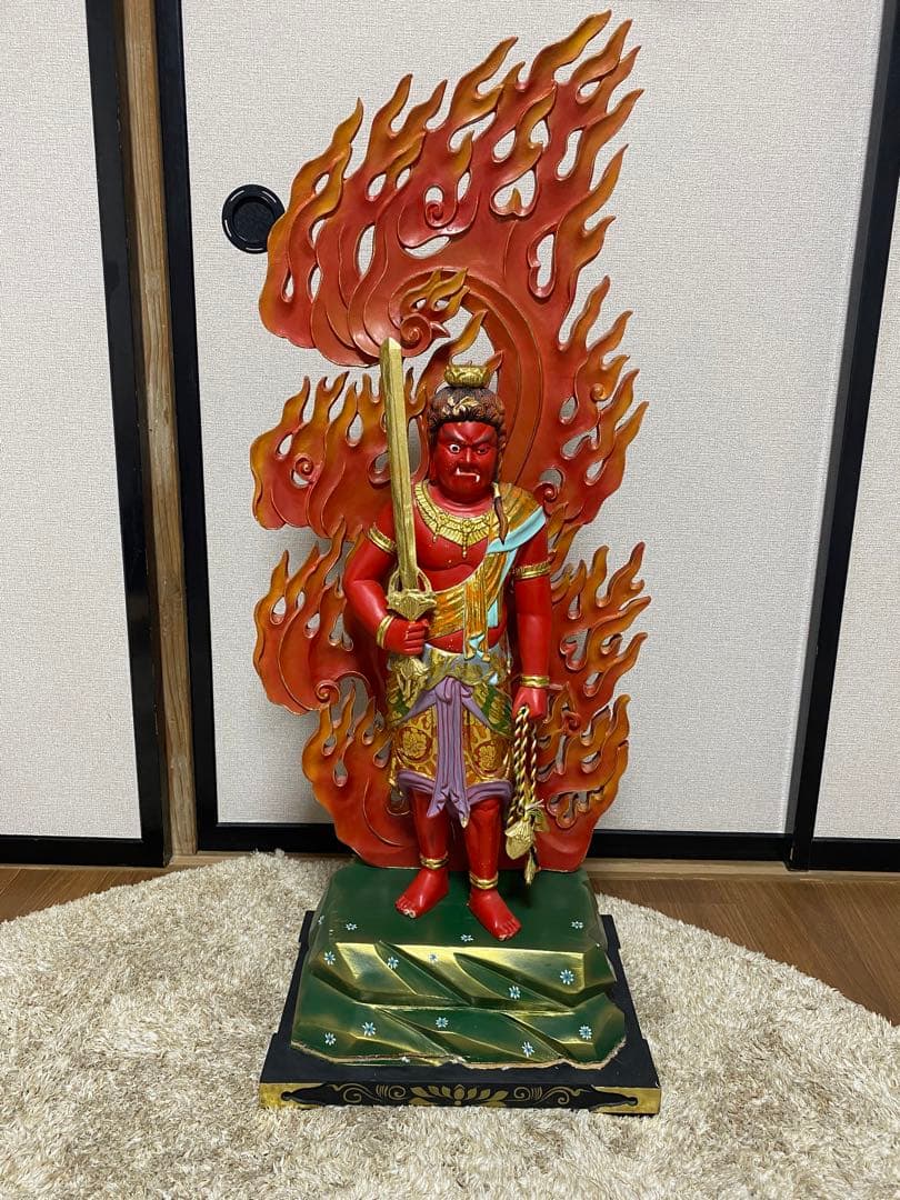 楠 立赤不動明王 70cm 濃彩切金 #072