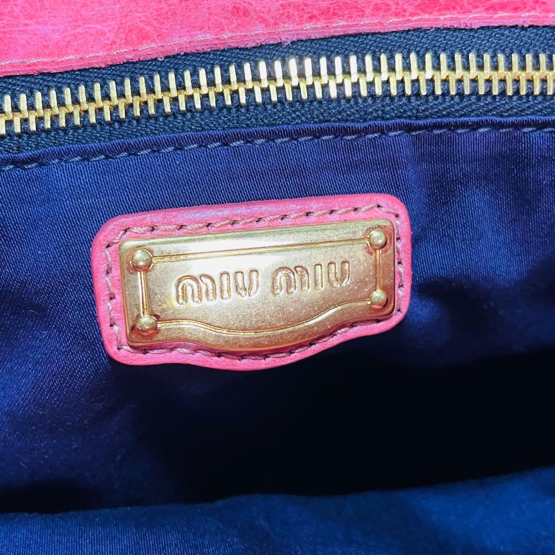 バッグ miu miu vitello lux pink y2k hand bag