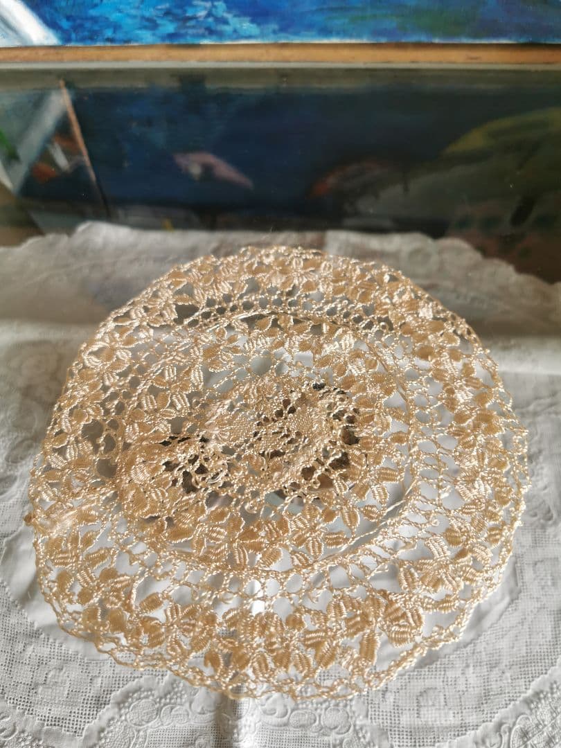 アンティークイタリア マルチーズレース 黄金色の絹糸ボビン編み 19
