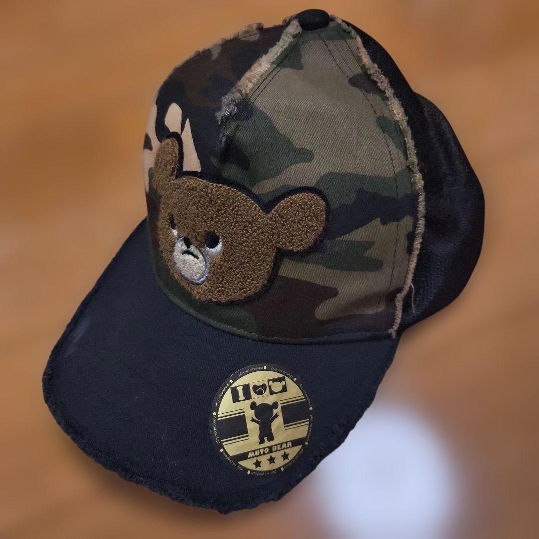 激レア 武藤敬司 武藤ベアー キャップ カモフラ 迷彩 さがら刺繍