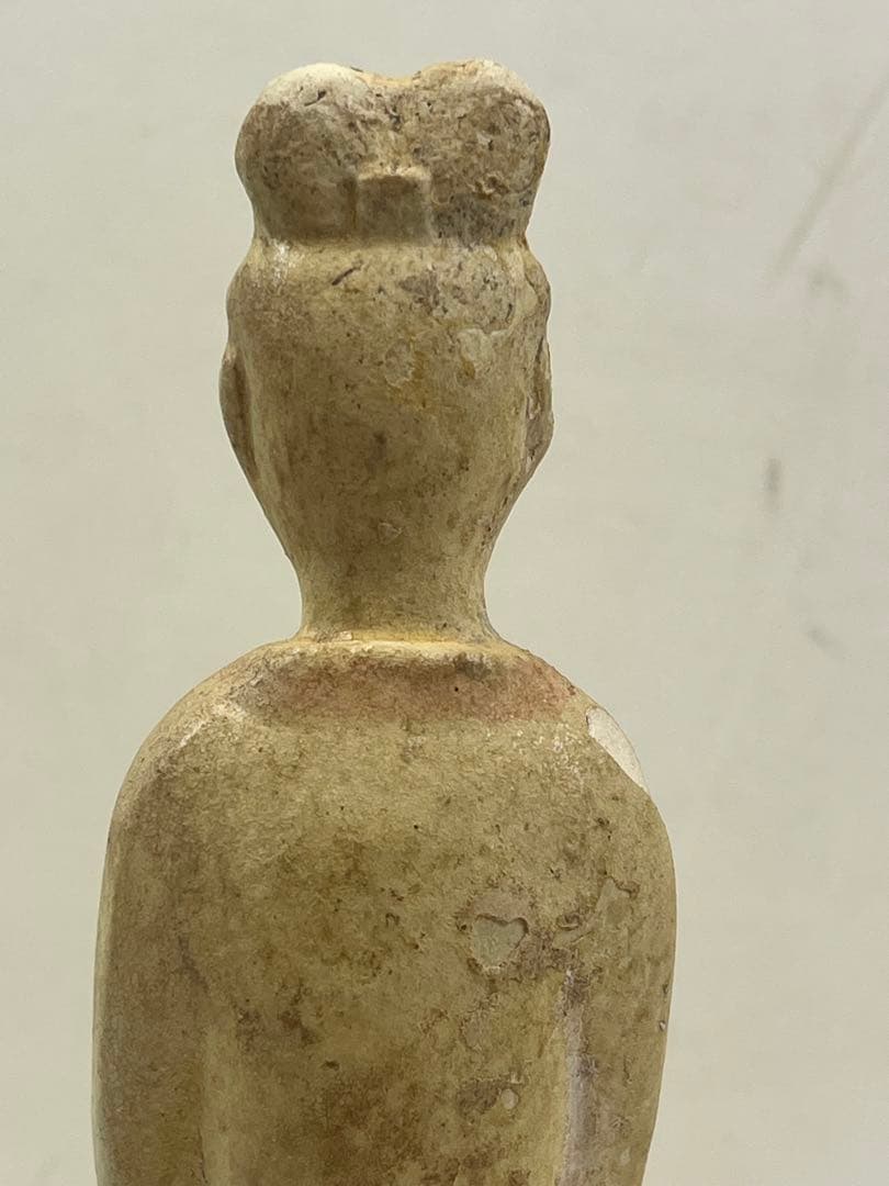 古代中国加彩佣 漢の時代の女官の像 送料込み