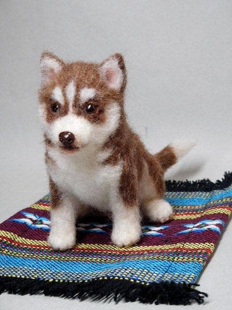 羊毛フェルト シベリアンハスキー ハンドメイド - メルカリ