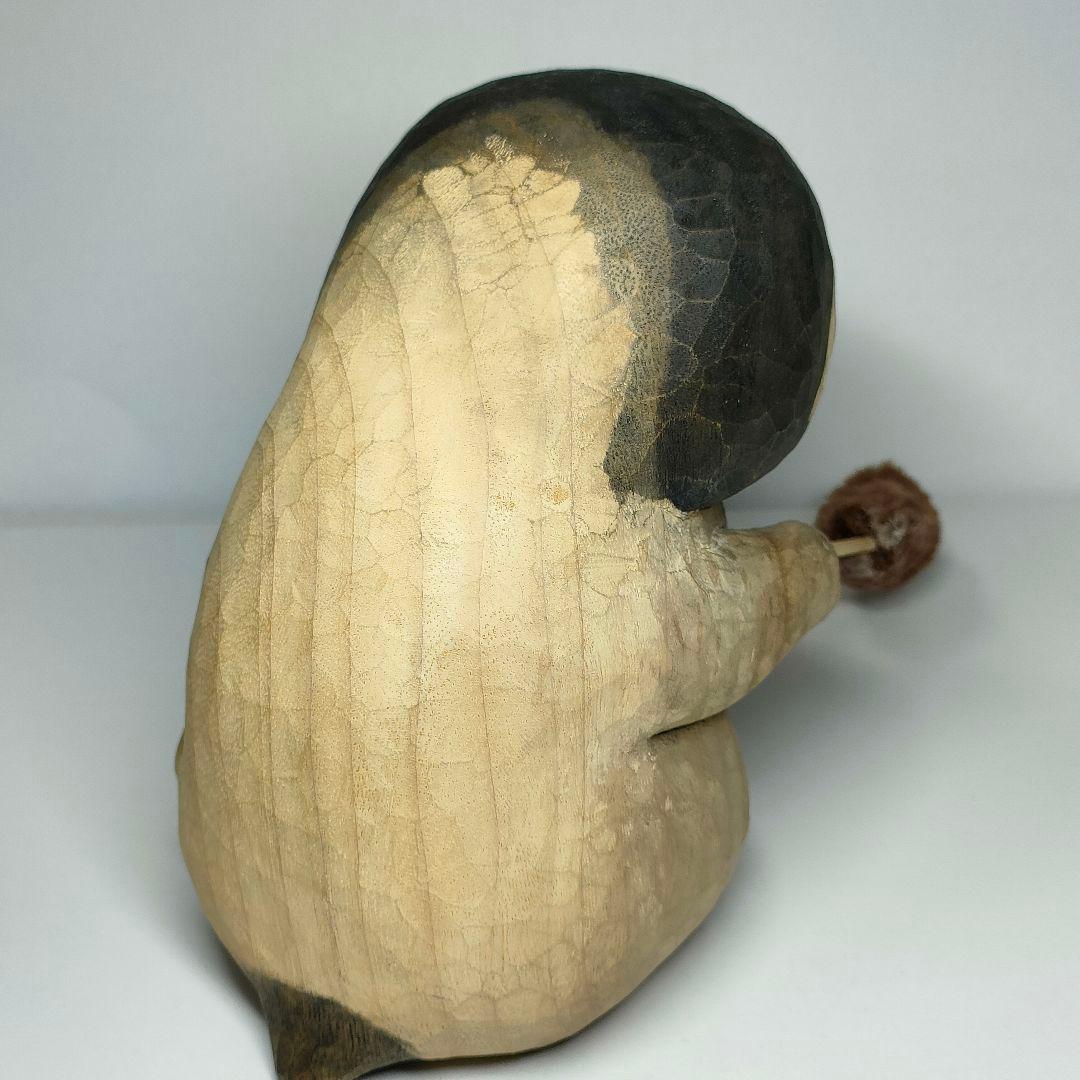 木製ペンギン 木製彫刻 ダスター付き