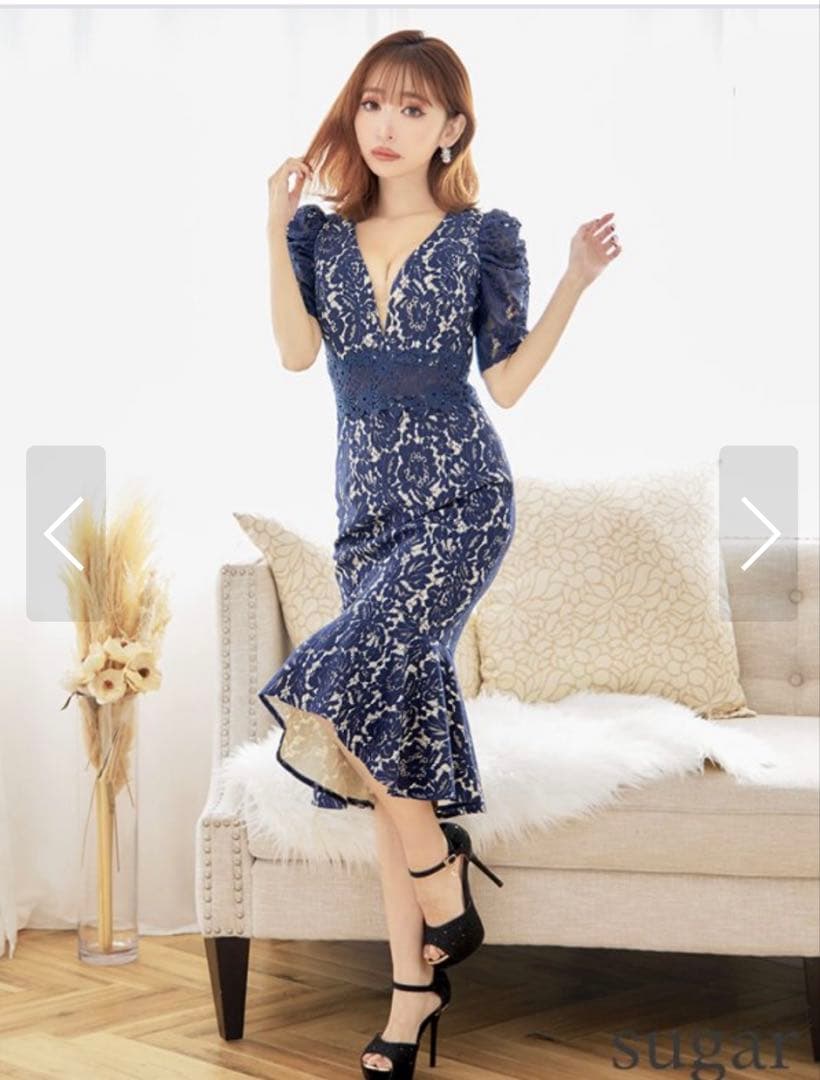 エルケイ[SETTAN]ベージュ・ ブラック刺繍 ミディアムワンピースの通販