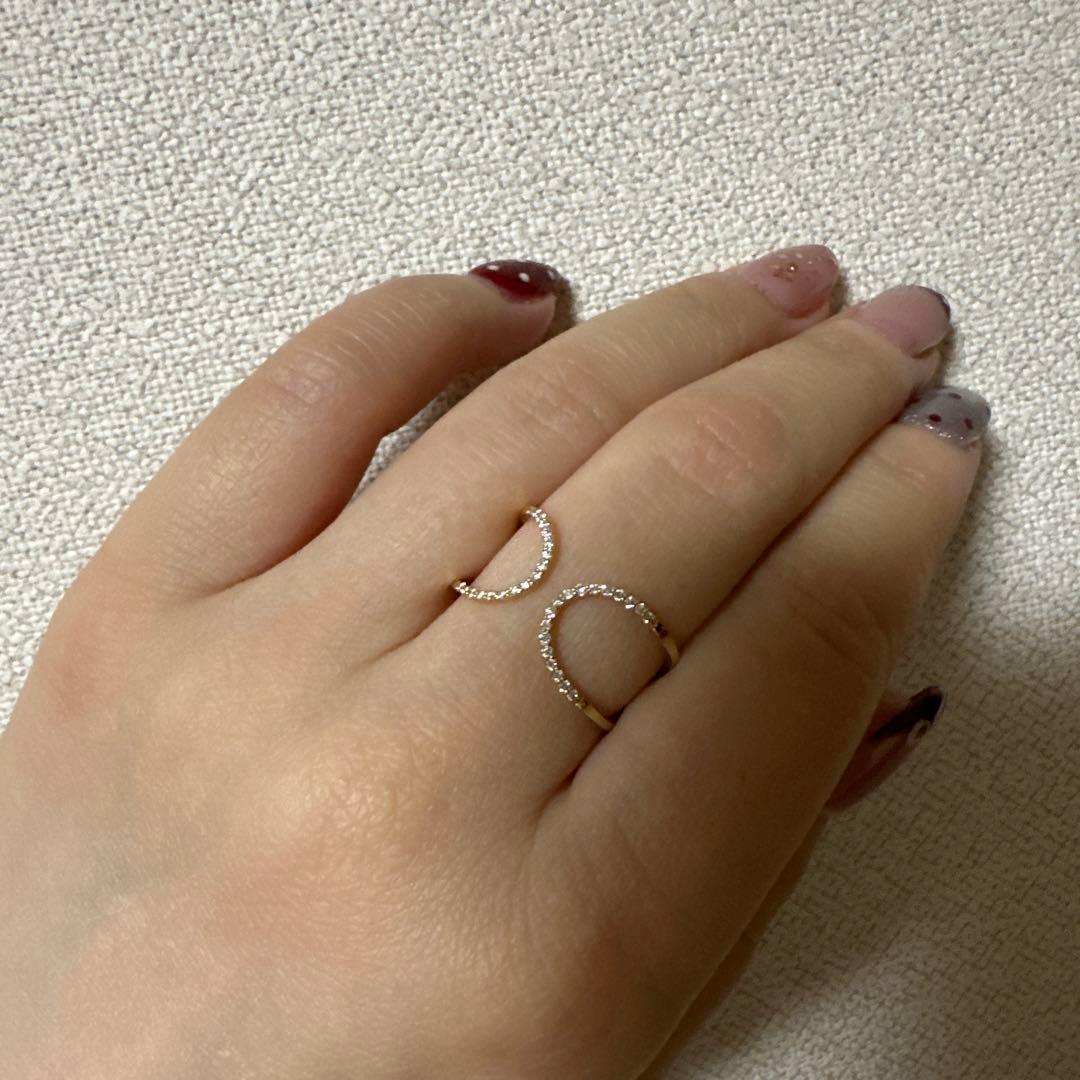 【ロミ様】ete K18YG パーティクル リング　ダイヤモンド0.1ct15号