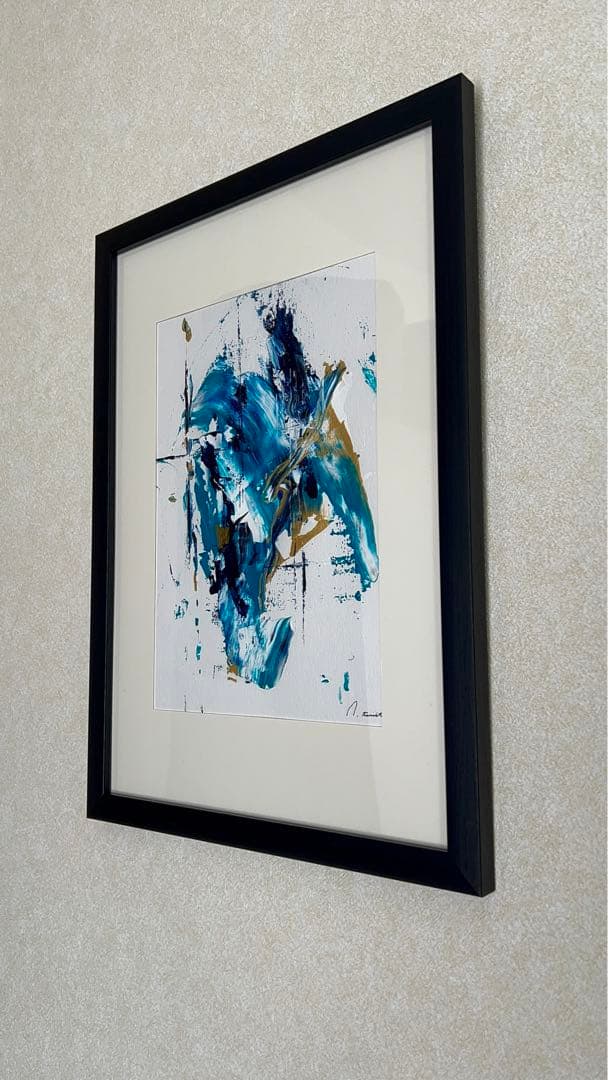 絵画　アート　青　金　インテリア　海外　ホテル　ギフト　新築祝い　モダン　抽象画