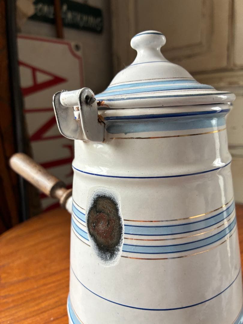 フランスアンティークホーローポットショコラティエールエトワール社レア