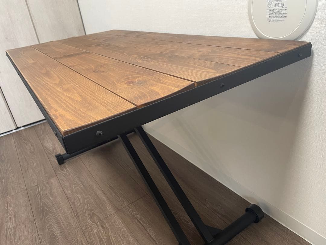 無段階昇降テーブル/インダストリアル/木製/ダイニングテーブル/センターテーブル