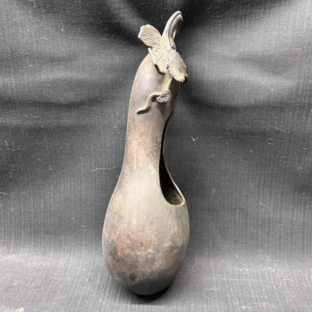 ▽Eb左1112 茶道具 古銅銅器掛花入 瓢箪