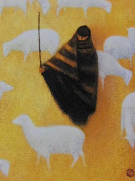 杉山 寧 、羊、希少画集画、新品高級額装 杉山寧画幅 「洛陽花」 一幅(