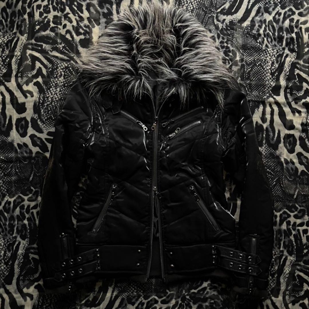 Vice Fairy - Fur Collar Multi-Zipper Moto Jacket. Mid 2000's