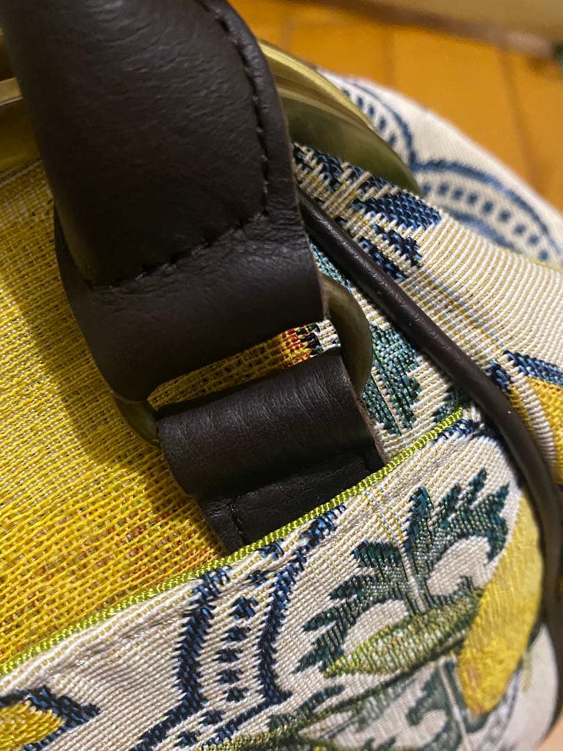 【ジャガード織】SOAR SOLE レモン柄ハンドバッグ　日本製【がま口】