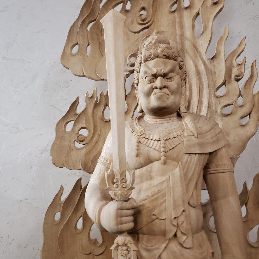 Bフライデー 極上魔除け仏像☆楠材 不動明王立像二尺立☆